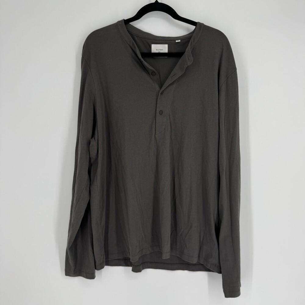 Billy Reid shirt mens XXL gray henley long sleeve minimalist casual cotton